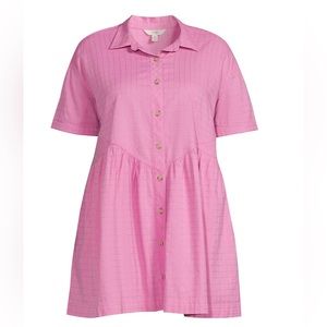 Terra & Sky Woman’s Pink Orchid Plus Size Woven Shirt Dress NWT Size 4X